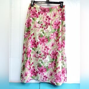Villager Liz Claiborne A-Line Floral Skirt Tropical Lined Chiffon 12P